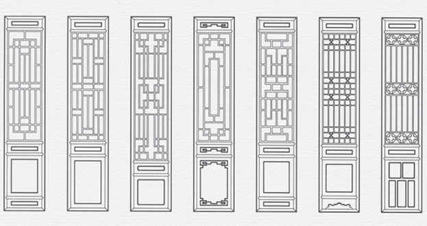 肇州常用中式仿古花窗图案隔断设计图